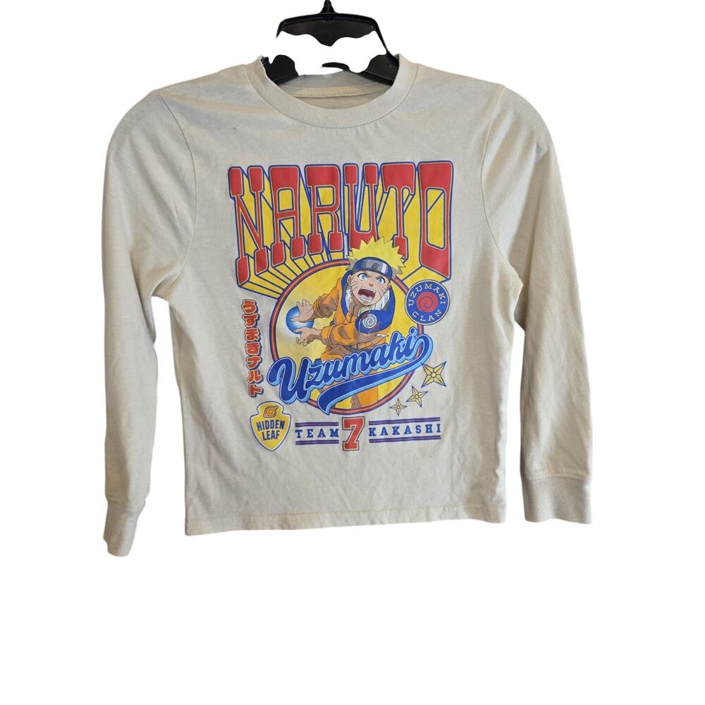 Naruto Uzumaki Team 7 Kakashi Youth Small Long Sleeve Graphic T-Shirt Tan